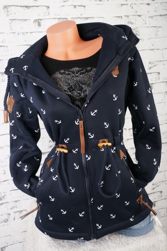 Damen Sweat Parka Mantel Jacke Hoodie Kapuze Fleece gefüttert maritim M - 6XL - Bild 26 von 58