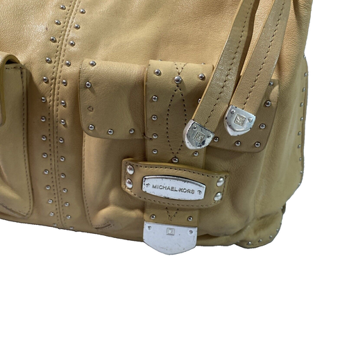 Bolso de Hombro de Cuero Michael Kors De Colección para Mujer Taupe Doble Bolsillos Tachonado Cremallera - Imagen 8 de 10