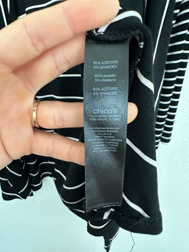 Chico's Travelers Women's Mixed Striped Jacket Open Front Black White Size Large - Picture 5 of 8