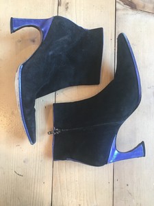 blue metallic ankle boots