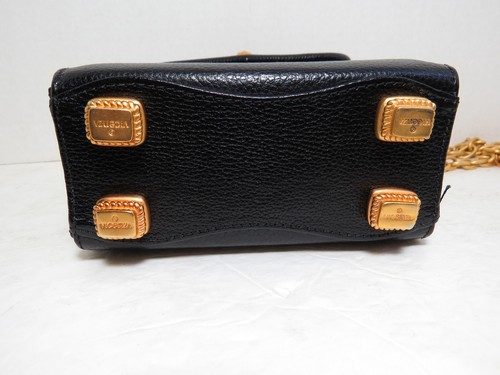 Vicenza Inc 1993 Black Texture Leather Gold Tone Hardware Cross Body Chain Purse - Picture 6 of 13