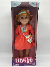 New My Life As Sydney Posable Doll 18" Blond Hair Brown Eyes Flower DressFreeS&H