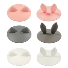 Wrapables Anti-Dust Airtight Silicone Cup Lids (Set of 6), Animal Ears