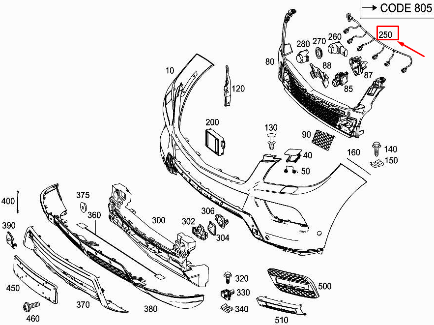 MERCEDES-BENZ GLE Coupe C292 Front Parking Aid Wiring A2925404801