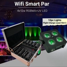 10pc Case/Battery Wifi Smart Par Light RGBWA UV 4x12w Wireless Wedding Uplight