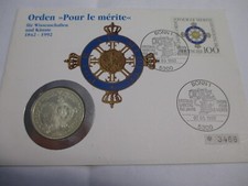 Numisbrief  mit Ersttagsstempel und -marke sowie 10 DM Orden    Pour le merite  