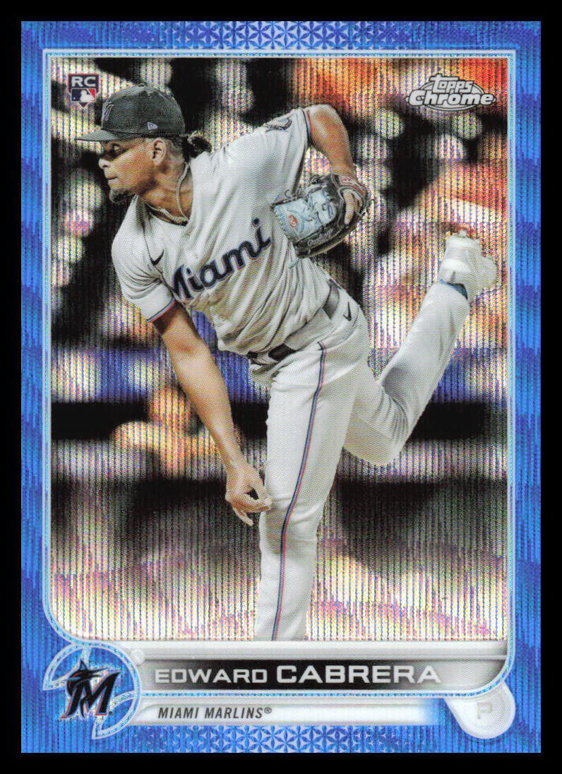 2022 Topps Chrome Edward Cabrera  Rookie Blue Wave Refractor #'d /75 64 Marlins