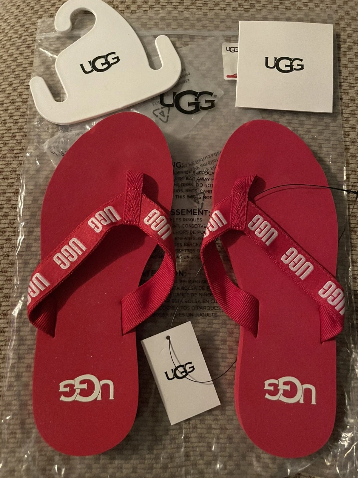 Nuovo Ugg Grafica Flip Flop Donna 5 Rosso