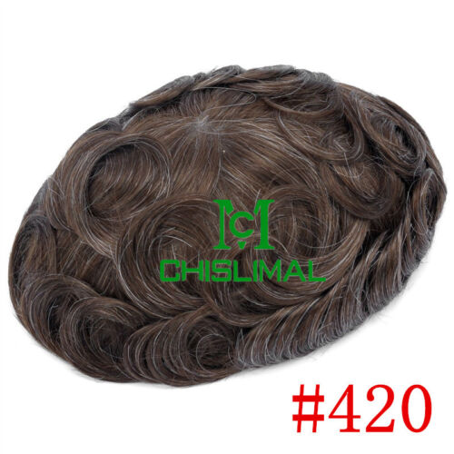 Hair Replacement Skin & Lace Toupee Top Men's Hairpiece Bond System Soft - Picture 48 of 48