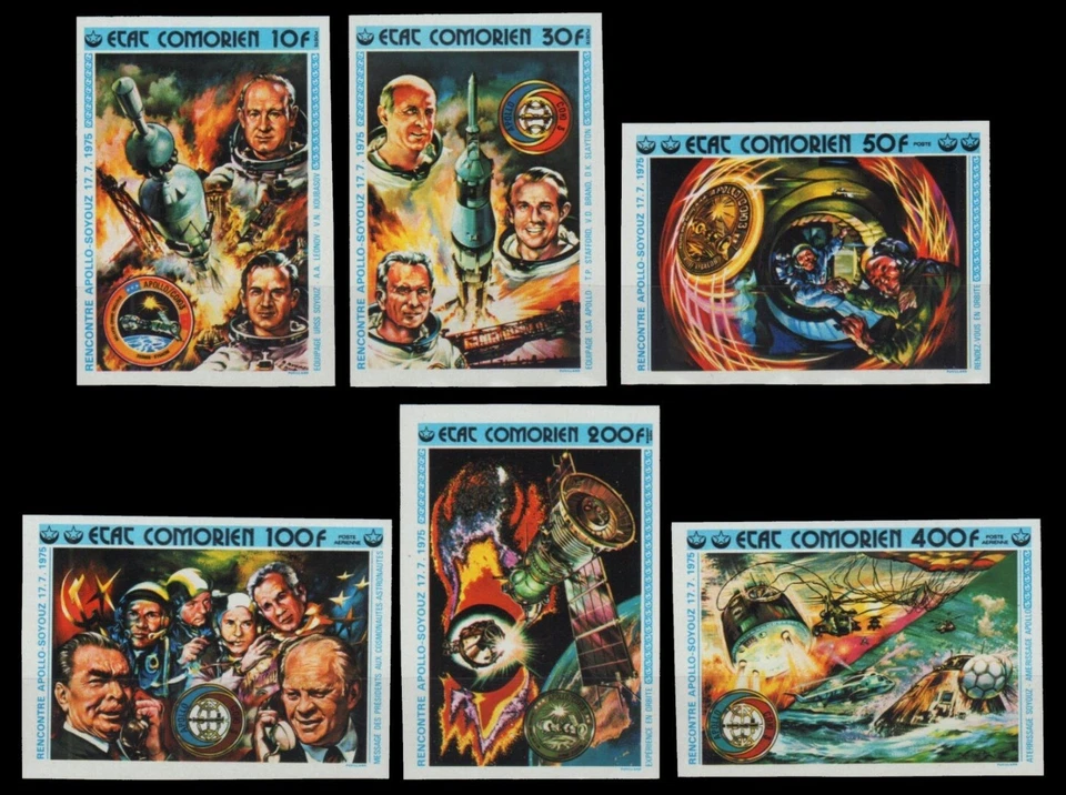 Komoren 1975 - Mi-Nr. 248-253 B ** - MNH - ungez / imp - Raumfahrt / Space - Bild 1 von 1