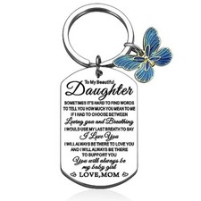 To My Daughter Keychain Inspirational Daughter Gifts from Mom Daughter