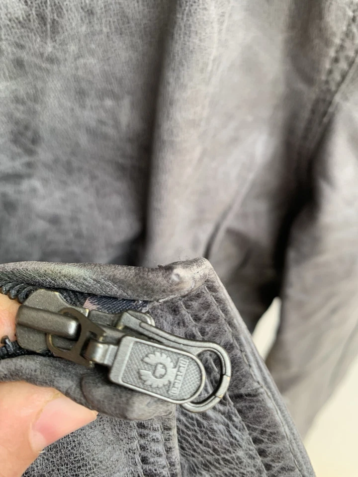 Chaqueta de cuero para mujer Belstaff S beige gris envejecido motociclista vintage #Z35 Foto 4 de 4