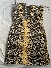 High End Designer GUESS Party Dress strapless Short Leopard Print US M, UK 8