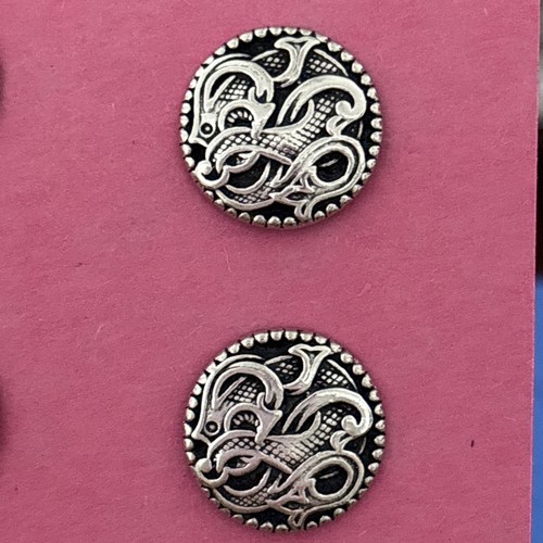 Vintage Pewter Buttons Norwegian! 8 DRAGON WOW!!( Drage) Intricate! 11/16” - Picture 14 of 15