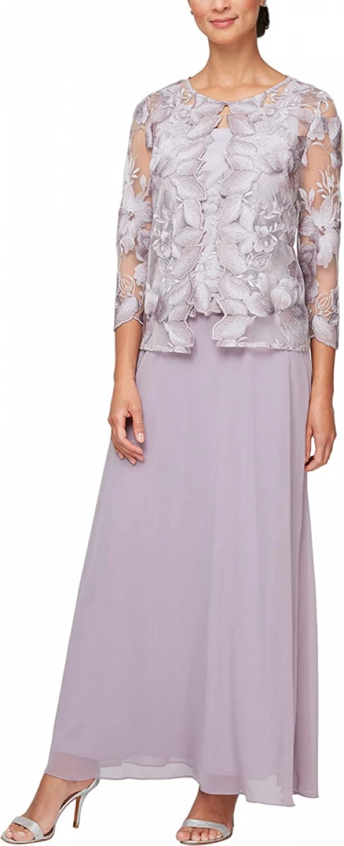 Alex Evenings Women s Two Piece Tea Length Mock Lace Jacket Dress