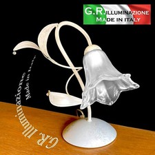 LUMETTO IN FERRO BATTUTO 1L AVORIO ORO LAMPADA DA COMODINO CLASSICO MODERNO Mary