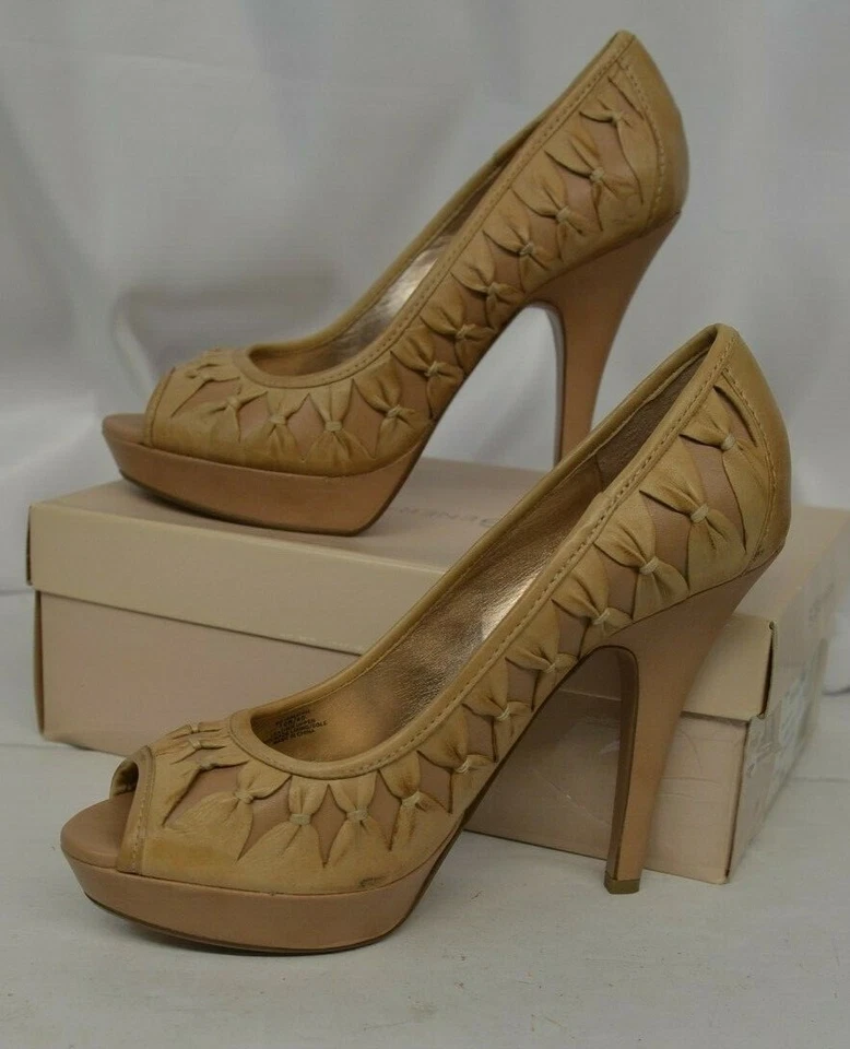 Zapatos de tacón alto BCBG talla 10B/40 plataforma punta abierta Aaliyah arenisca arcos reunidos Foto 4 de 4