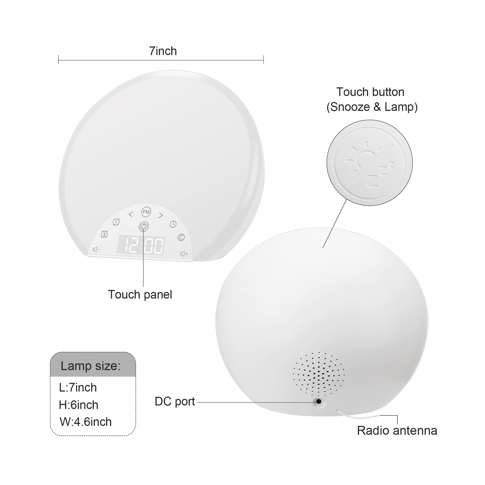 Sunrise Alarm Clock Wake Up Light for Kids, Adults, Heavy Sleepers with Dual ...