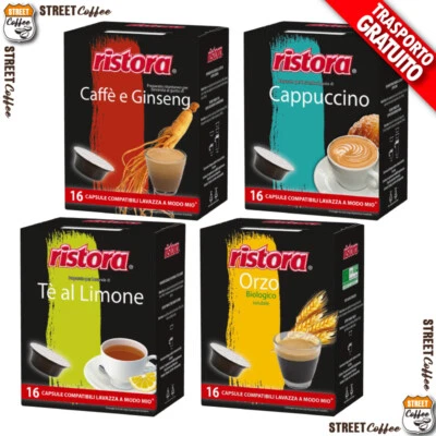 128 CAPSULE THE ORZO GINSENG CAPPUCCINO RISTORA LAVAZZA A MODO MIO SCELTA *