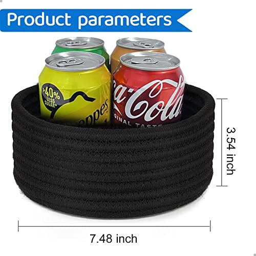 SET 2 NATURAL FIBRE BASKETS DECOR. BLACK ROPE - 5921920 main image 0