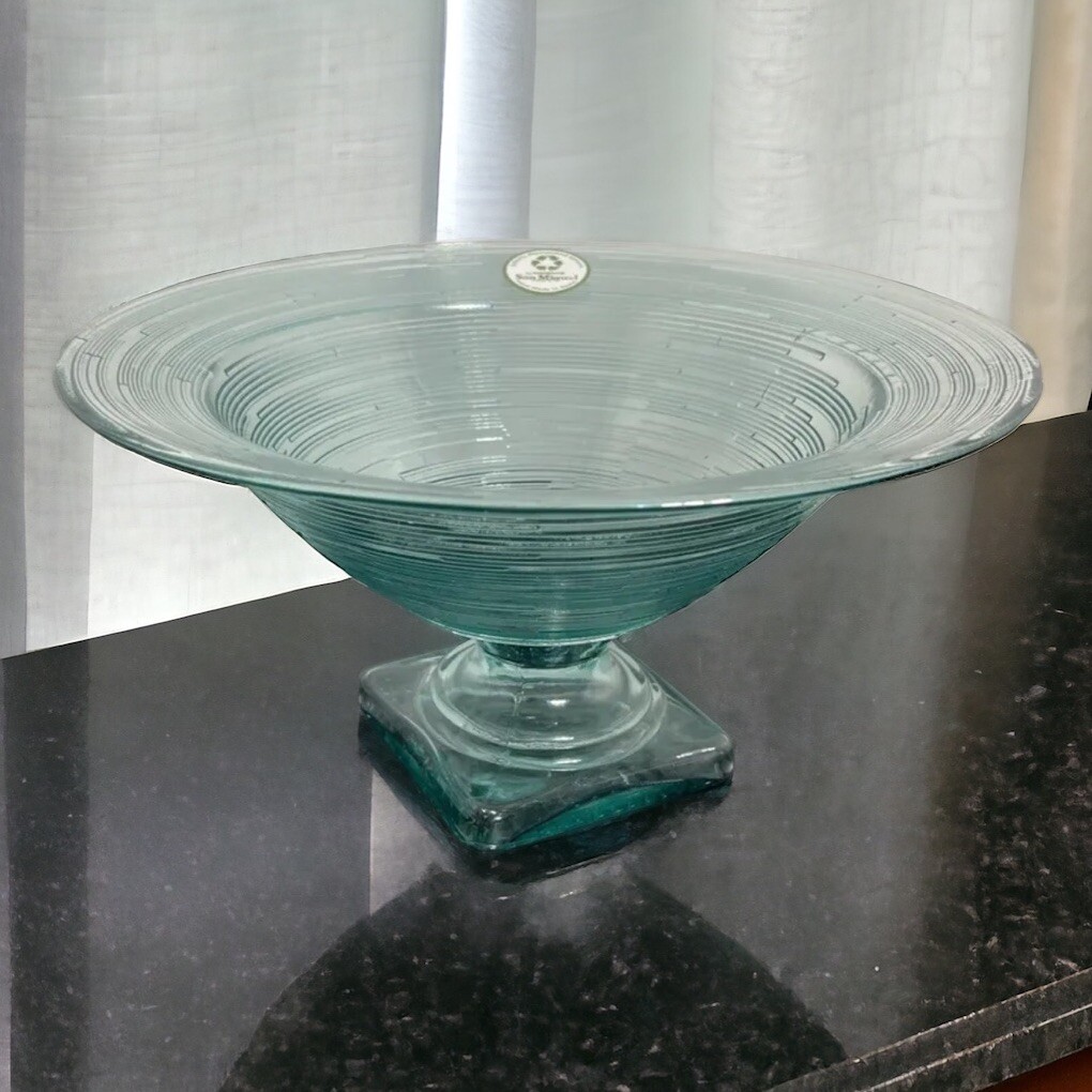 "Plato de vidrio con patas 100 % reciclado Vidrios San Miguel pesado hecho a mano 13"""
