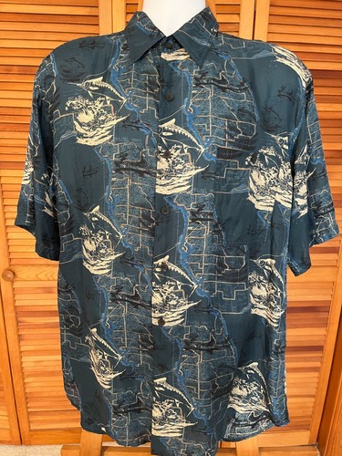 BRUNO MEN'S SZ LARGE 100% FEATHERWEIGHT SILK SS SHIRT
