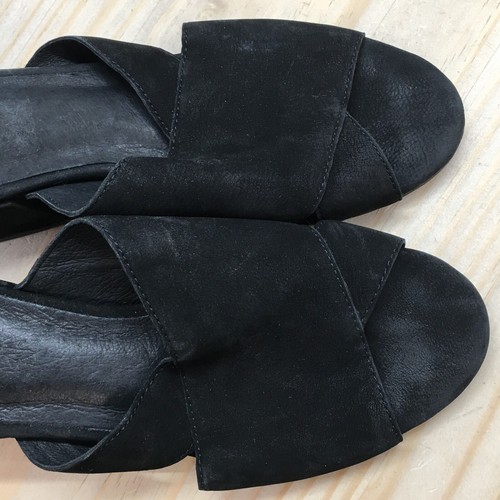 Eileen Fisher Sandal Womens 7 Black Haven Open Toe Slip On Block Casual Suede - Picture 16 of 18