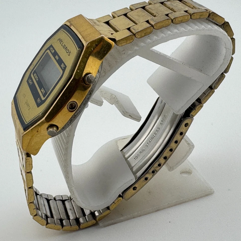 Reloj de cuarzo digital Helbros vintage para hombre tono dorado ~ para reparación de piezas Foto 4 de 4