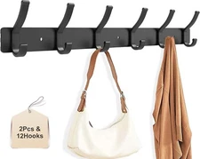 2 Pack Coat Rack Wall Mount All Metal Wall Hooks for Hanging Wall Hat Rack New