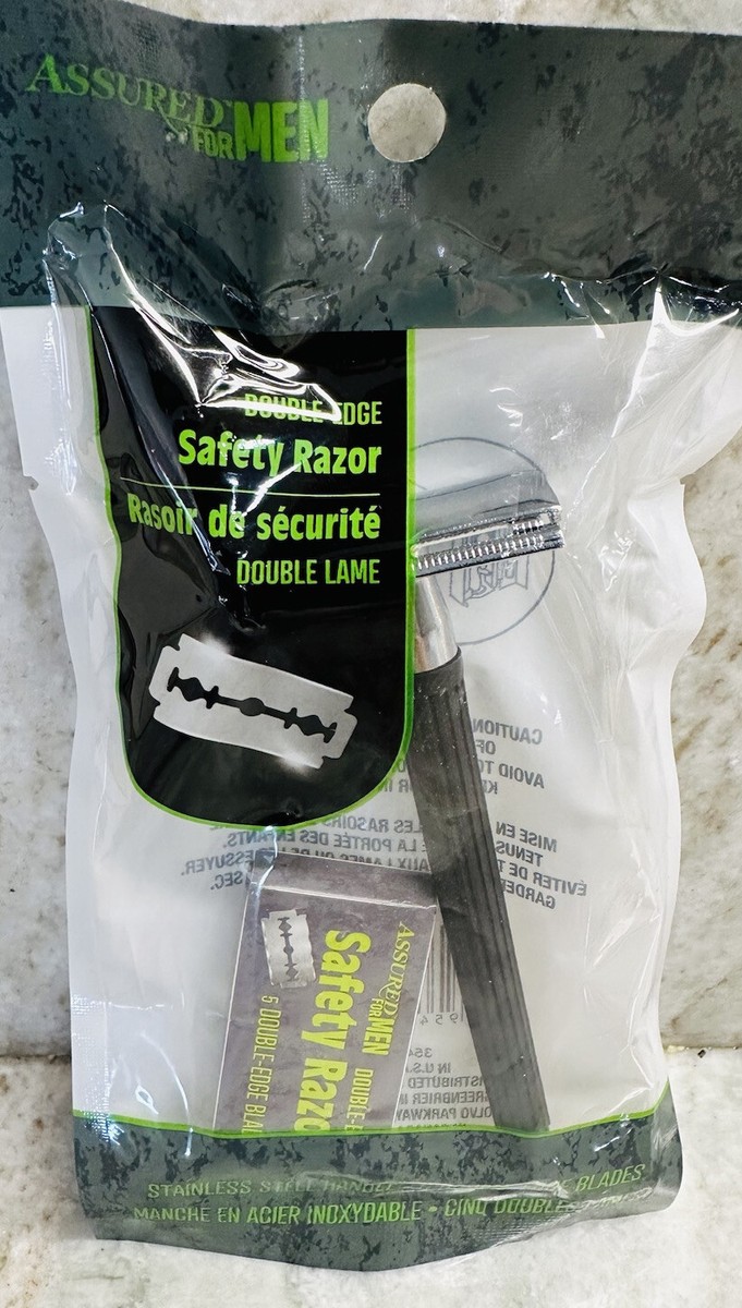 Assured for Men Double Edge Safety Razor w/ 5 Double Edge Blades