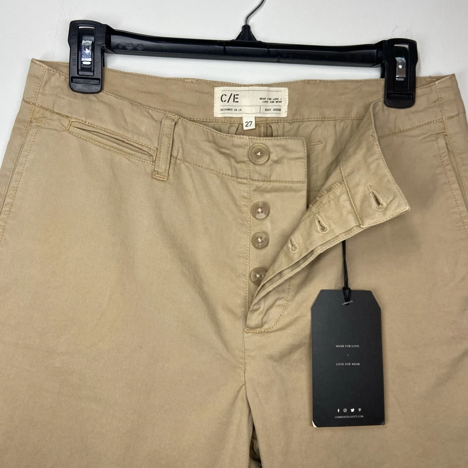 NWT Current/Elliott The Captain Slim Chino Trousers Pants Sand Size 27 Anthro - Image 4 of 4
