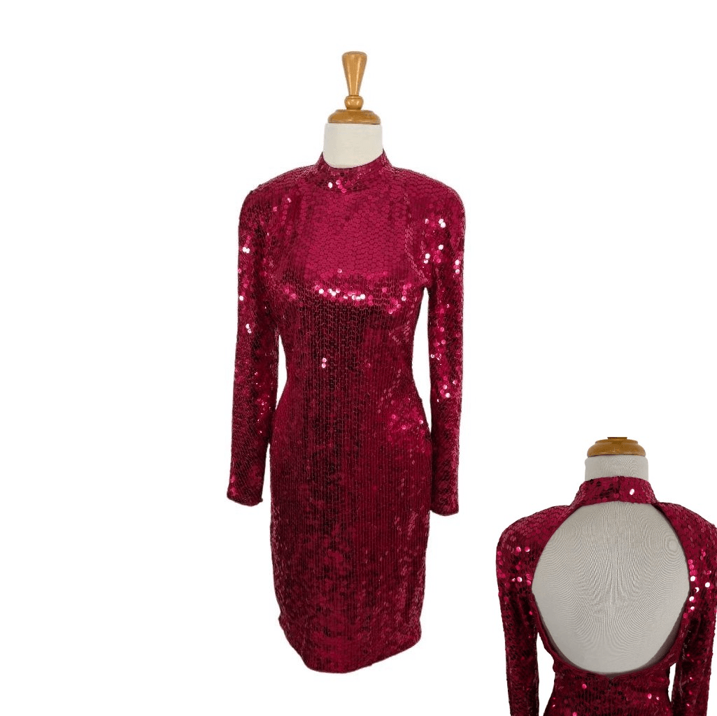 80s style sequin dress 80s purple sequin ruffles party dress