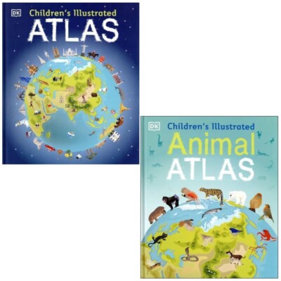 Illustrierter Kinderatlas von DK Kinder 2 Bücher Set - Alter 7-9 - Taschenbuch