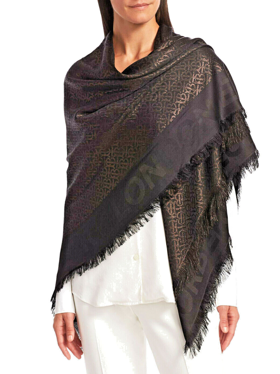 タグ付き　Burberryストール　140cm Burberry Unisex Metallic Monogram Large 140 x 140cm Square Scarf