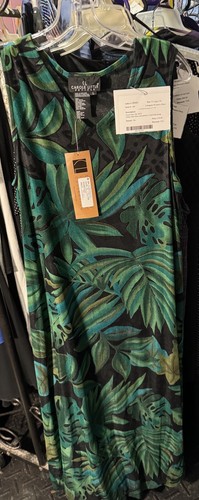 Carole little new With tag green and black tropical formal dress 14 Petite - Picture 3 of 3