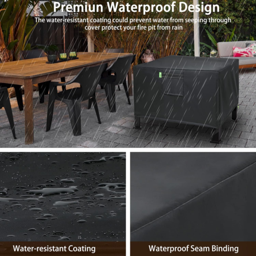 Fire Pit Cover Square – Heavy Duty Outdoor Firepit Cover, Full Coverage Patio Ou - Picture 7 of 12