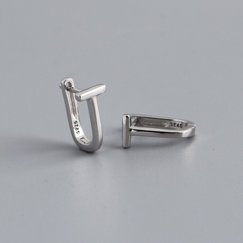 Fashion Woman s925 Sterling Silver Hollow U Shape Huggie Hoop Earring Clip - Picture 5 of 6