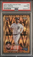 2023 Topps Gilded Collection Riley Greene Raywave Gold Etch /25 RC PSA 10