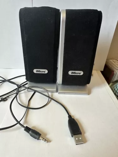 iMicro 2.0 Speaker System, 14 W RMS, Black Missing Silver Side Pieces As Is