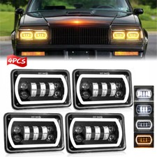 4PCS 4x6" inch LED Headlights DRL Hi/Lo For 1982-1987 Buick Regal Chevy Camaro