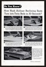 1953 NASH Airliner Vintage Original Print AD How reclining seats turn into bed