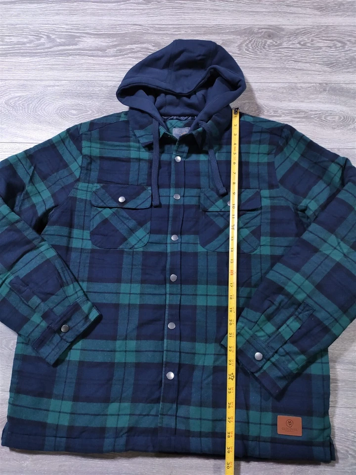 Cloudveil Hombres X-Grande Camisa Chaqueta Acolchada Franela Verde Cuadros Manga Larga Foto 4 de 4