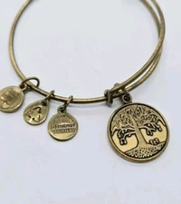 Alex And Ani Charm Bracelet Tree of Life Gold Tone Jewelry 2012 OSFM One Size