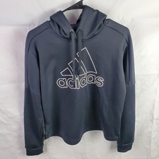 Adidas Hoodie Womens M Black Climawarm Badge Of Sport Pullover Sweatshirt Active