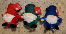 Christmas Santa Gnome Plush Doll Toy Decor Red-Green-Blue Set Of 3 NWT