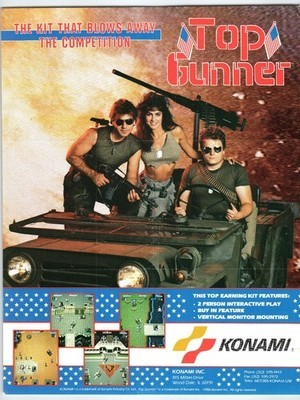 1986 Konami Top Gunner Arcade Game Flyer 2-Player Interactive Play