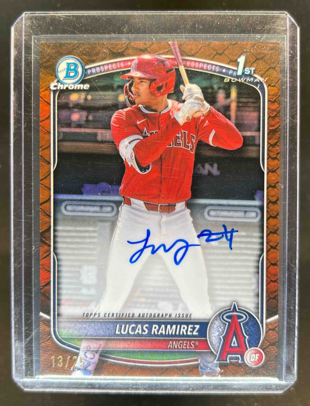 2025 Bowman Lucas Ramirez Chrome Auto Reptilian Orange Refractor 1st #13/25