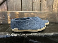 Glerups Shoe Navy Slipper with Leather bottom EU Size 37