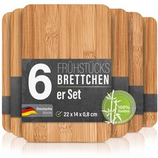 6er Set Bambus Frühstücksbrettchen Brettche...