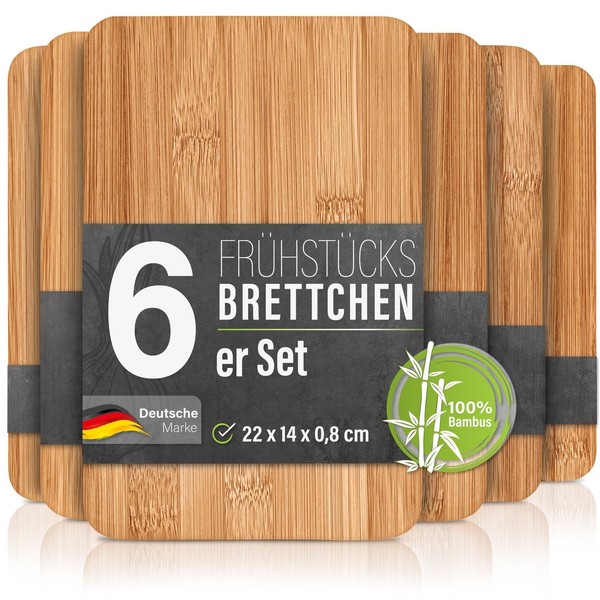 6Er Set Bambus FrüHstüCksbrettchen Brettchen Schneidebrett Holz FrüHstüCksbrett-image